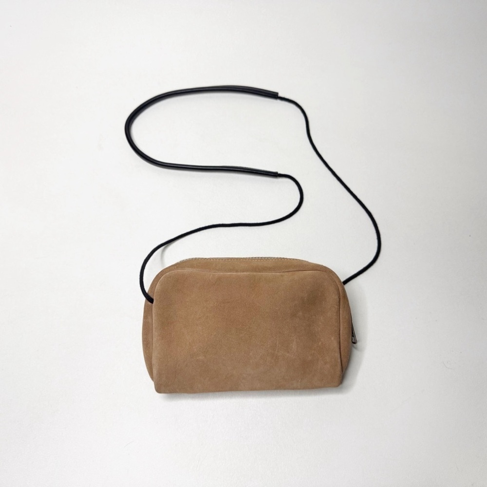 Maria Jobse Suede Pouch Shoulder Bag Crossbody Tan Minimalist Quiet Luxury Chic - Picture 2 of 12